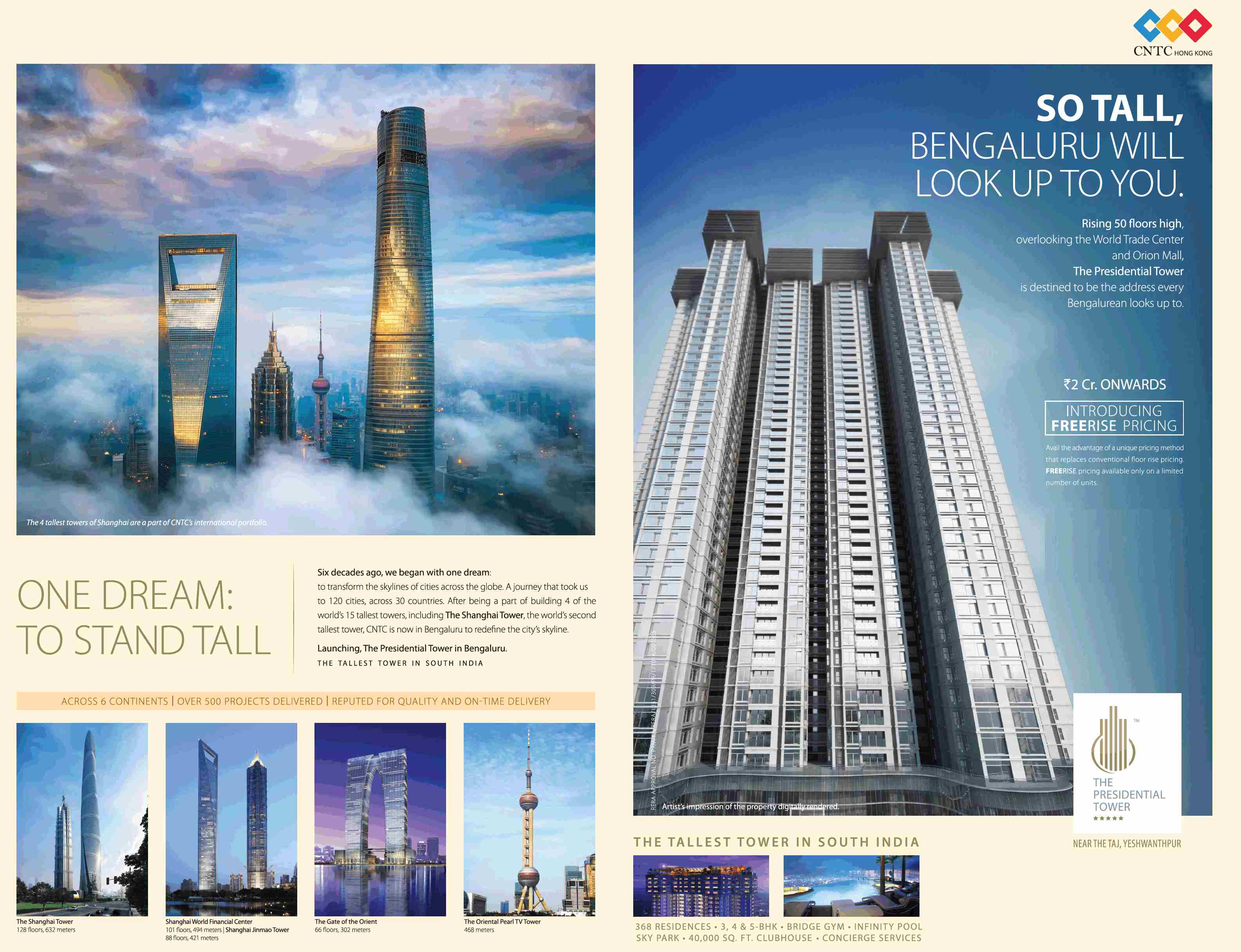 Introducing Freerise Pricing at Golden CNTC The Presidential Tower in Bangalore Update